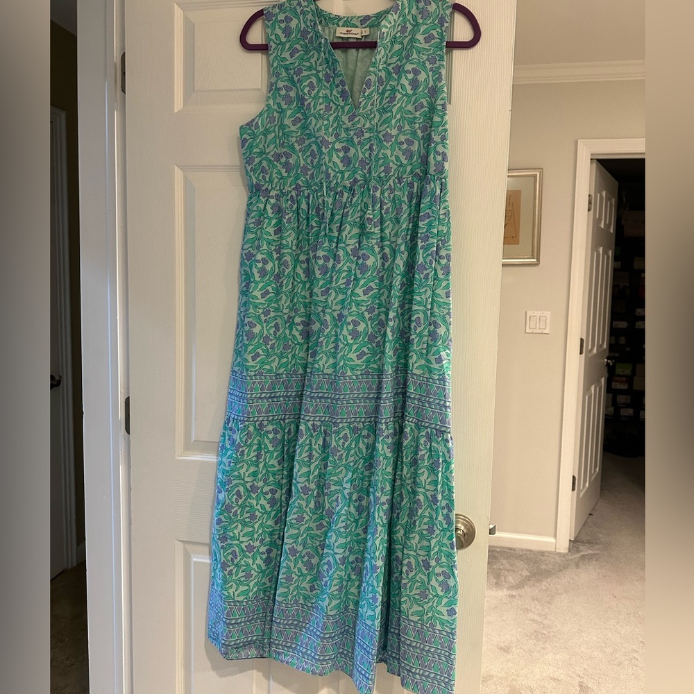 Vineyard Vines Green and Purple Maxi Dress